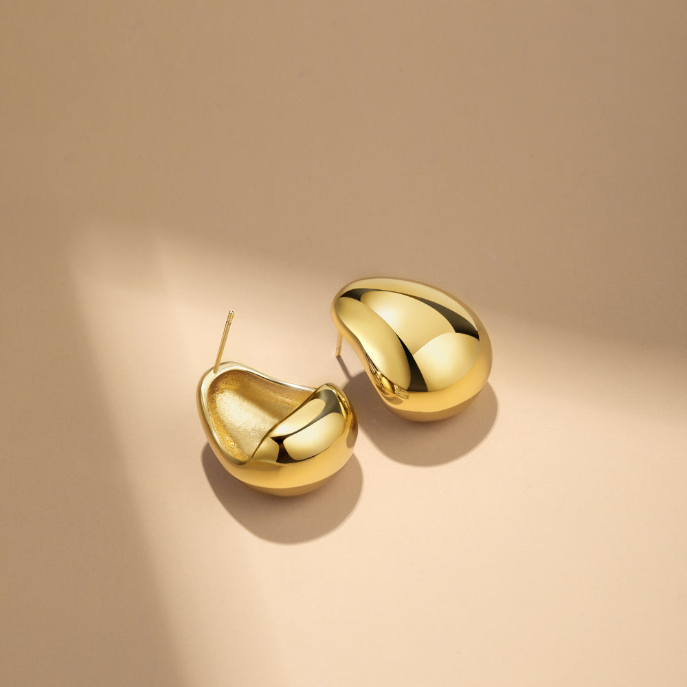 Thick Chunky Dome Hoop Earrings with S925 Post