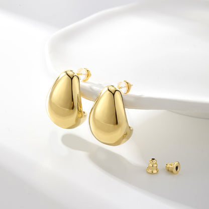 Thick Chunky Dome Hoop Earrings with S925 Post