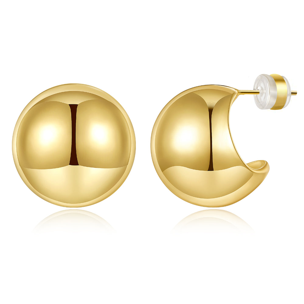 Chunky Gold Dome Hoop Earrings