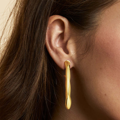 Chunky Oval Hoop Earrings 14K Gold Plated