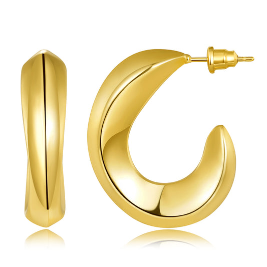 Gold Irregular Chunky Hoop Earrings