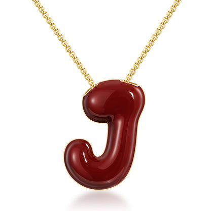 14K Gold Plated Enamel Initial Pendant Letter Necklace