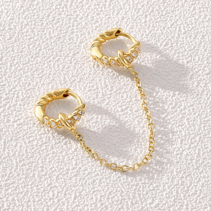 KissYan Single/Double Detachable Multi-Wear Huggie Hoop Chain Earrings