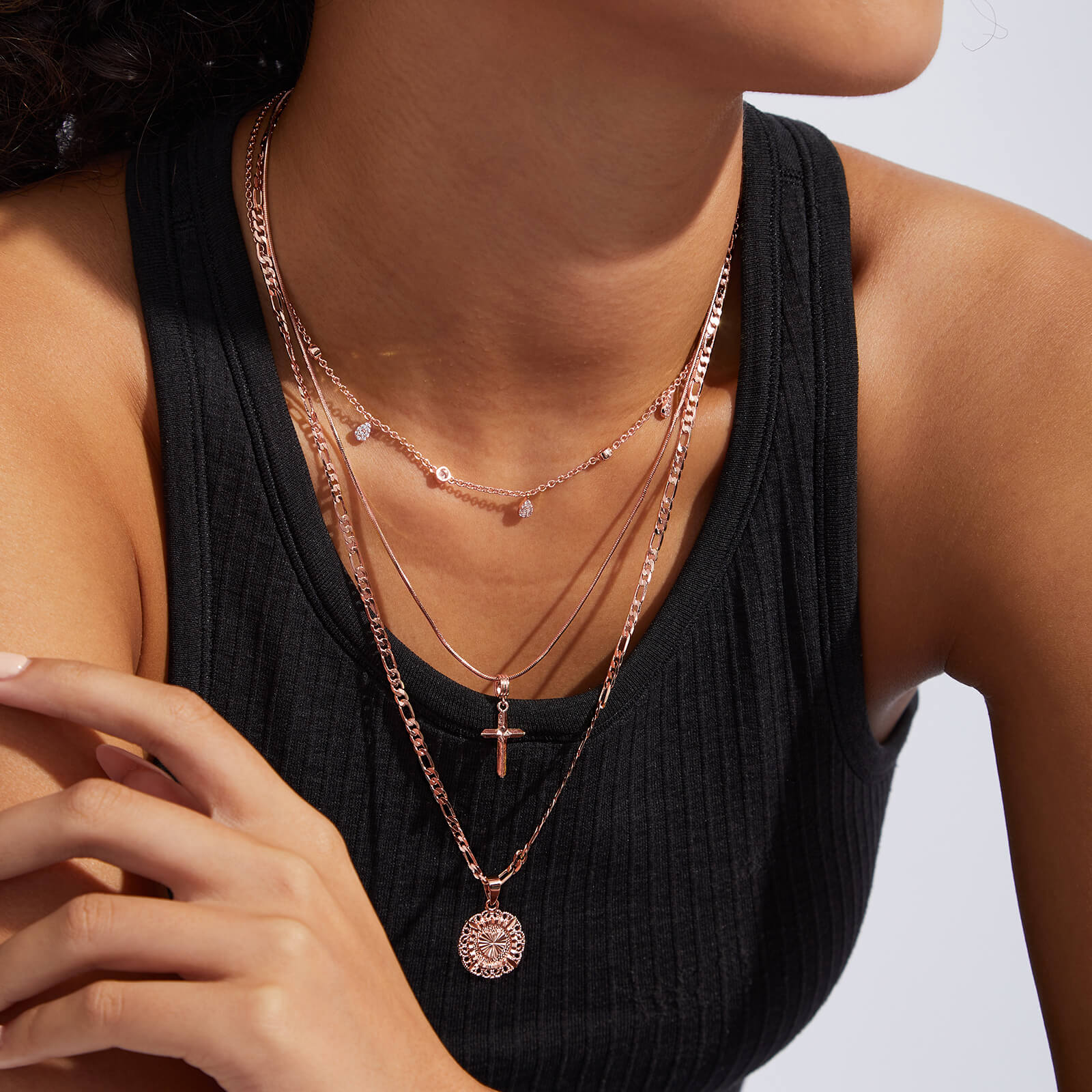 Collana Iniziale Donna KissYan Oro 14k - Ciondolo Esagonale Con Catena Girocollo A Strati - Regalo Personalizzato