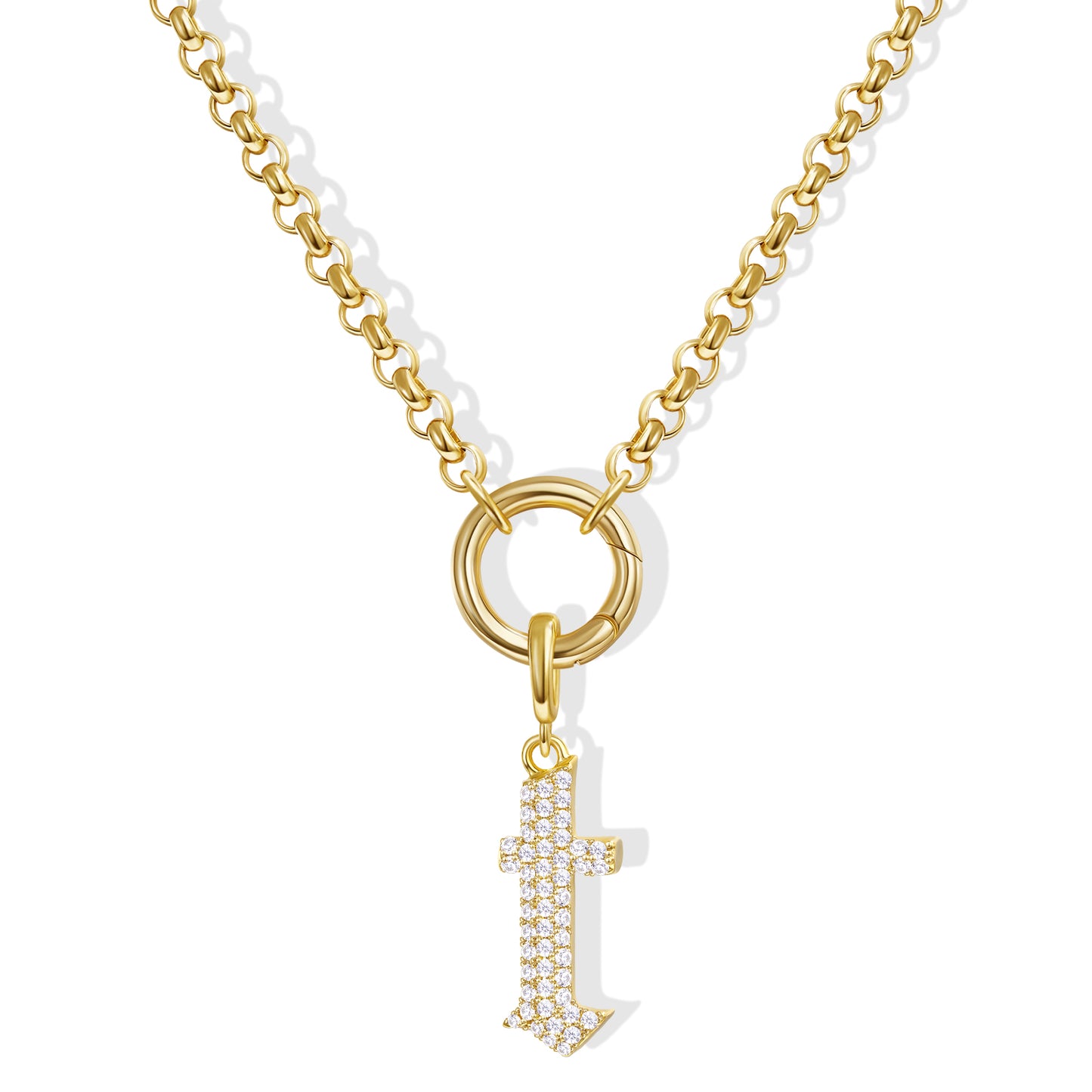 KissYan Plated Initial Letter Pendant Box Chain Necklace