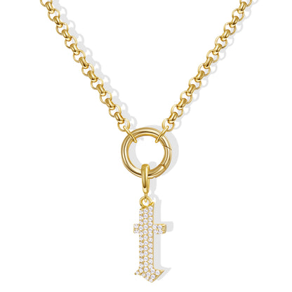 KissYan Plated Initial Letter Pendant Box Chain Necklace