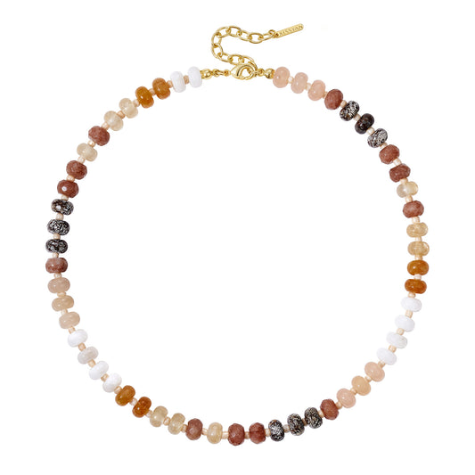 KissYan Colorful Gemstone Bead Boho Choker Natural Stone Necklaces