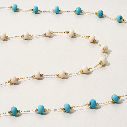 KissYan 14K Gold Plated Turquoise Beaded Boho Layered Choker