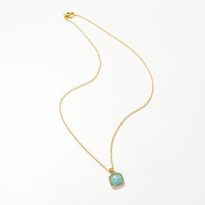 14K Gold Plated Healing Crystal Necklace Natural Energy Stone Pendant Necklace - Amazonite