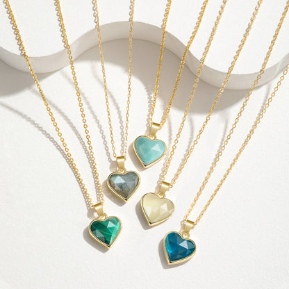 Natural Labradorite Heart Pendant Necklace