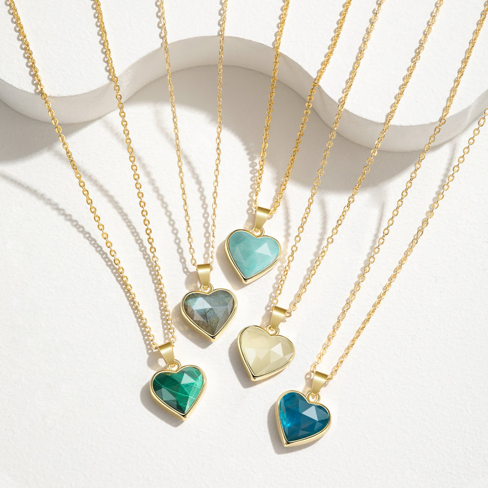 Natural Aquamarine Heart Pendant Necklace