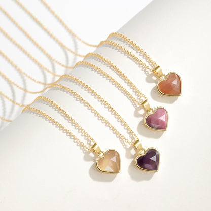 Natural Amethyst Heart Pendant Necklace