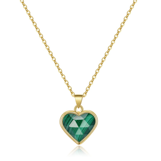 Natural Stone Heart Pendant Necklace