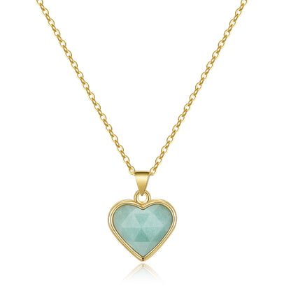 Natural Amazonite Heart Pendant Necklace