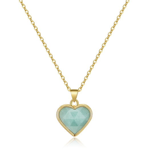 Natural Amazonite Heart Pendant Necklace