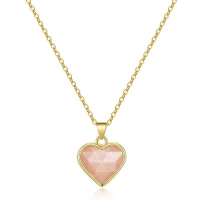 Natural Sunstone Heart Pendant Necklace