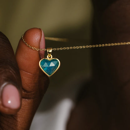 Blue Apatite Natural Stone Pendant Necklace