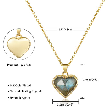 Natural Stone Heart Pendant Necklace