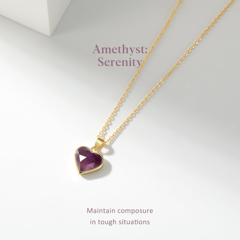 Natural Amethyst Heart Pendant Necklace