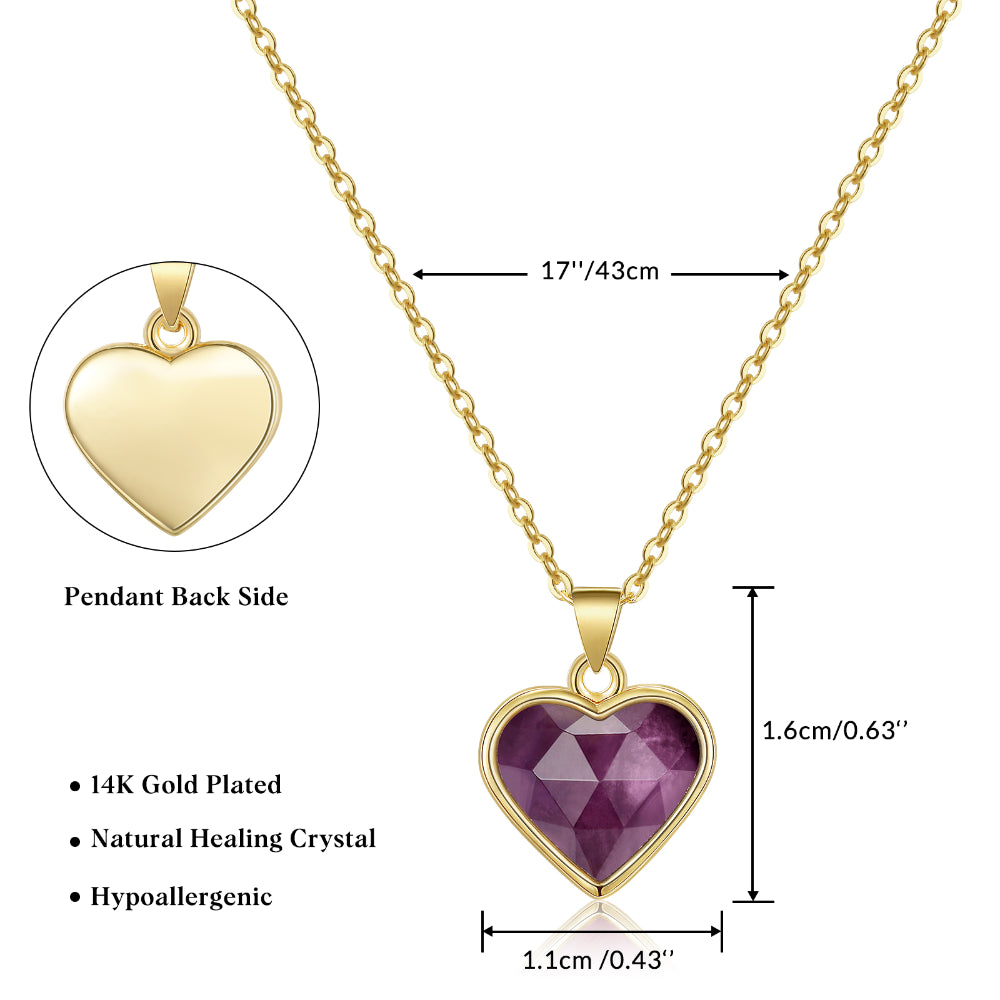 Natural Amethyst Heart Pendant Necklace