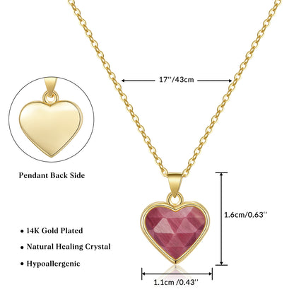 Natural Stone Heart Pendant Necklace