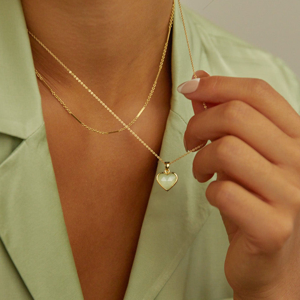 Natural Aquamarine Heart Pendant Necklace