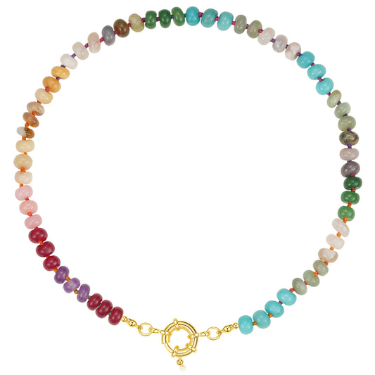 Colorful Boho Gemstone Bead Choker Necklace