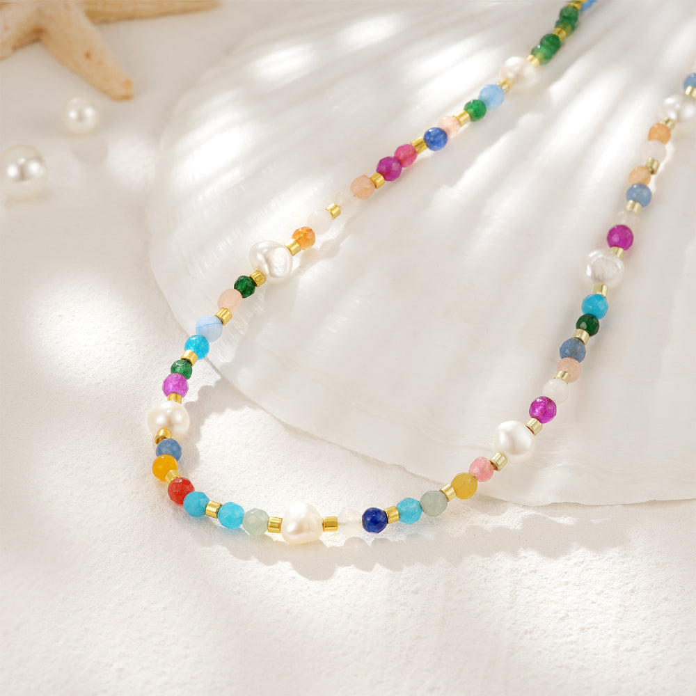AMANDA PEARL // Double Shade Ethiopian Welo Opal Beaded Necklace