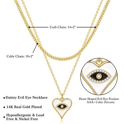 14K Gold Layered Evil Eye Necklace showcasing its stylish symbolism