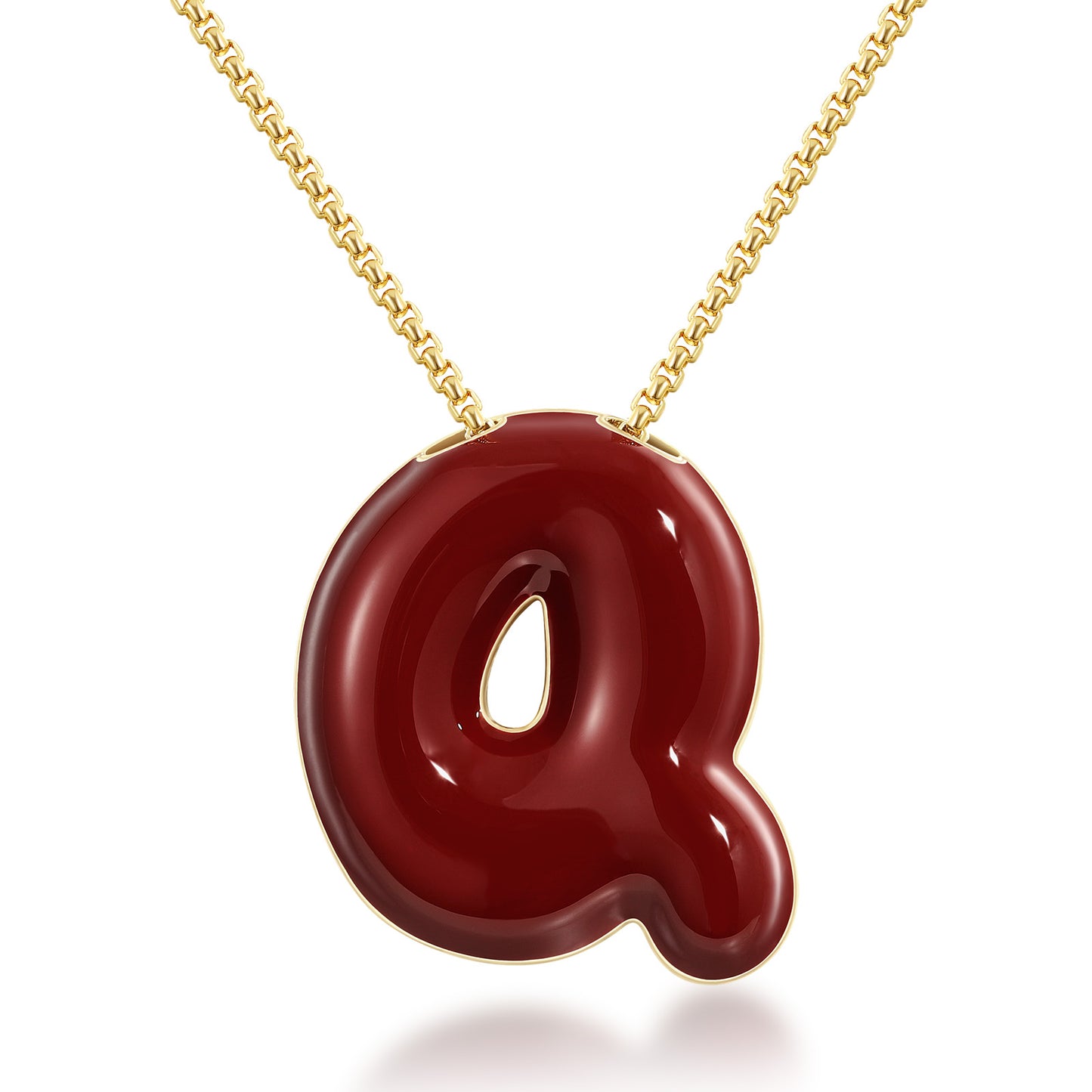 14K Gold Plated Enamel Initial Pendant Letter Necklace