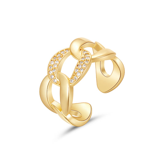 Adjustable Open Chunky Finger Rings-Cuban Link