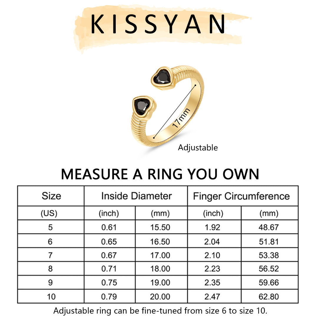 Adjustable Open Chunky Finger Rings-Heart