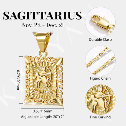 KissYan Zodiac Square Constellation Sign Pendant Necklace