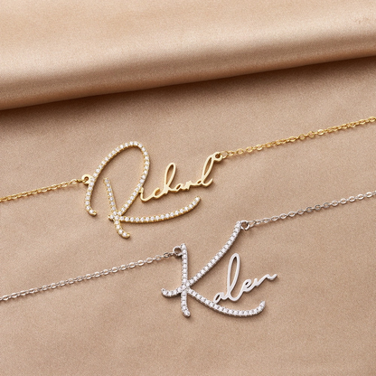 Signature Style Name Necklace With Diamond