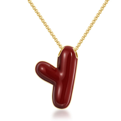 14K Gold Plated Enamel Initial Pendant Letter Necklace