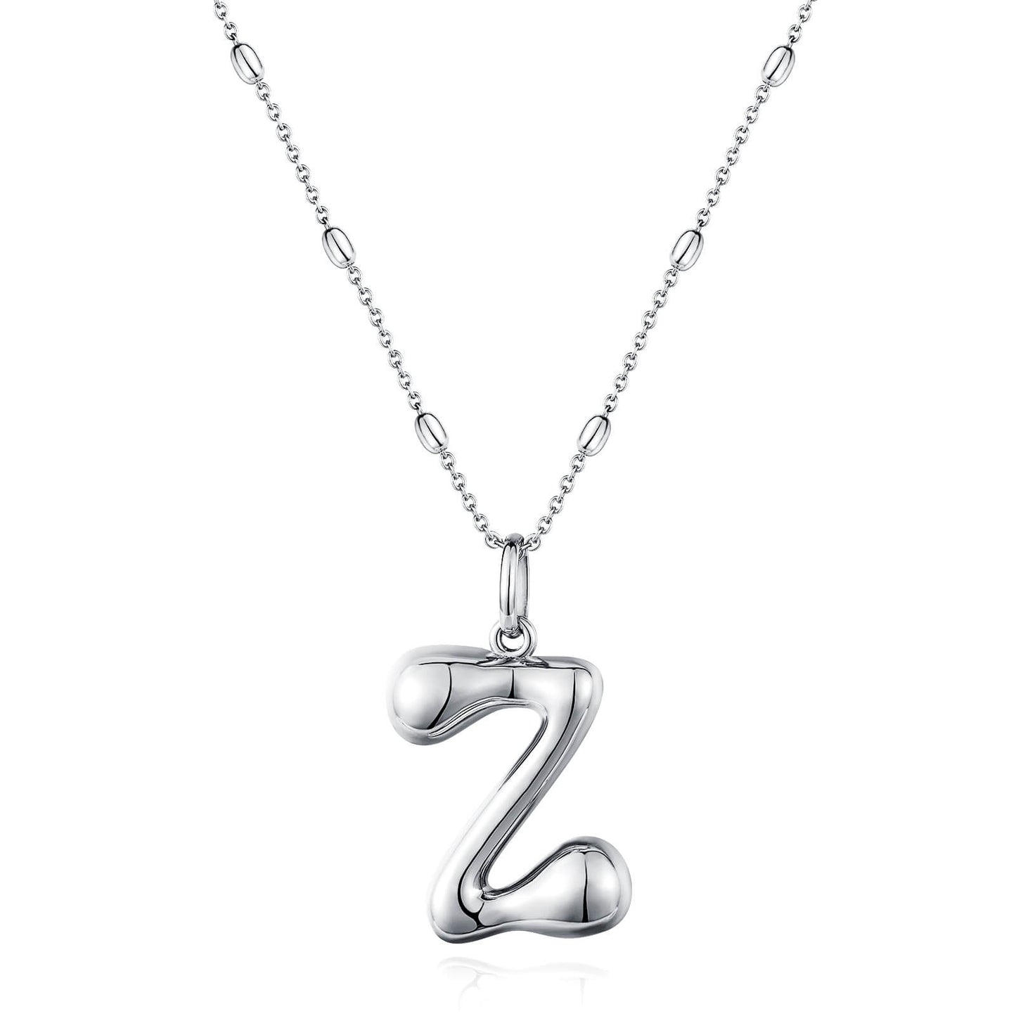 KissYan Bubble Letter Necklace,14K Gold Plated Balloon Initial Pendant with Bead Chain Dainty Jewelry Gift for Women