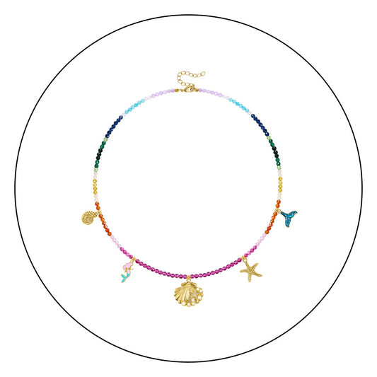 KissYan Beaded Necklace Beach Shell Star Starfish Mermaid