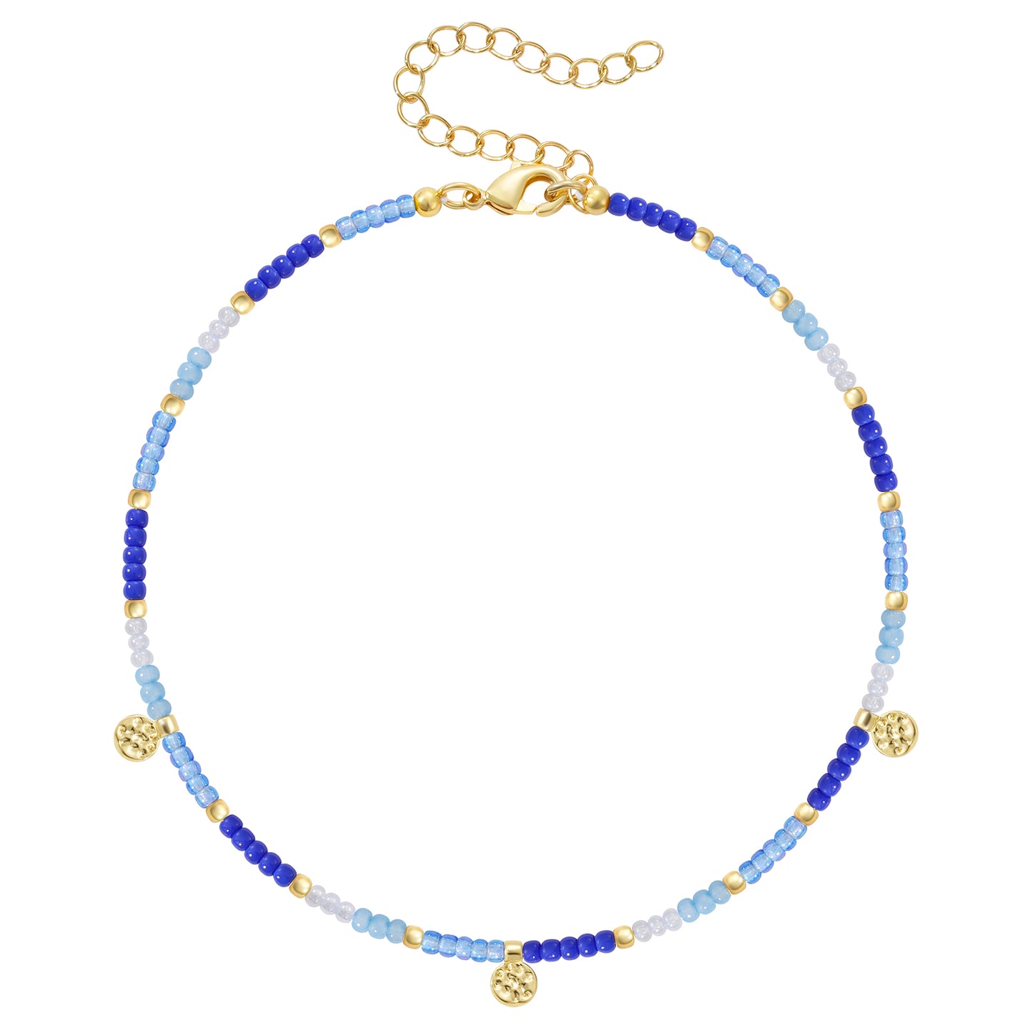 KissYan Beaded Ankle Bracelet with Charm, Waterproof Gift for Women