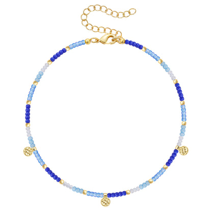 KissYan Beaded Ankle Bracelet with Charm, Waterproof Gift for Women