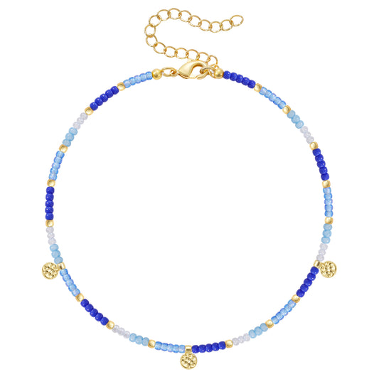 KissYan Beaded Ankle Bracelet with Charm, Waterproof Gift for Women