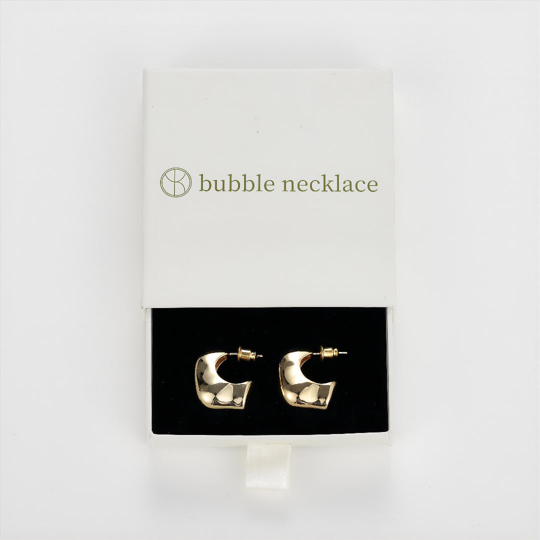 Bubble Necklace 14K Gold Plated Lightweight Chunky Gold Hoop Earrings