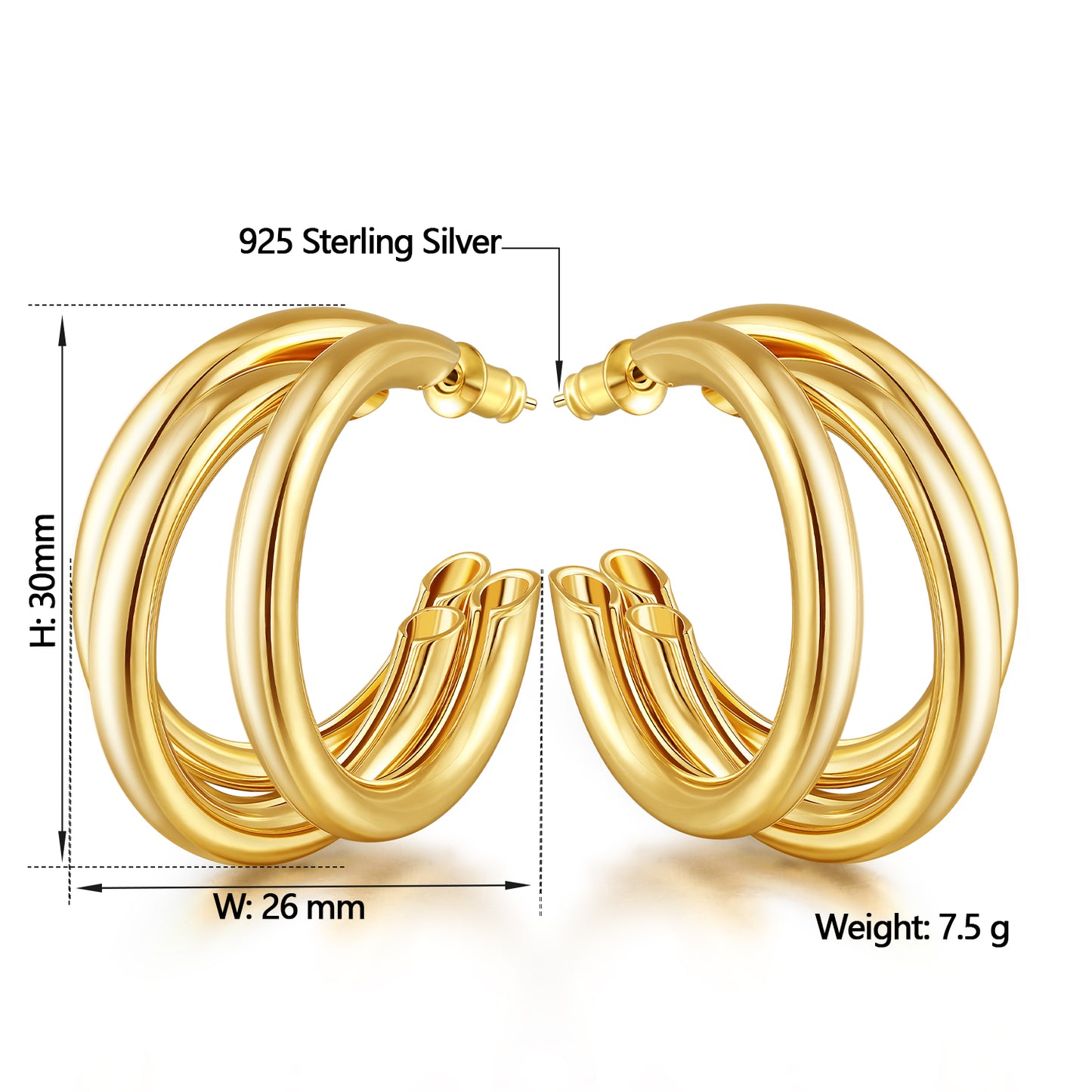 Thick Gold Chunky Hoop Earrings Lightweight Huggie Hoops For Women