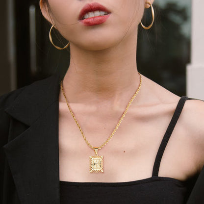 Standout Layered Square Initial Necklace in 14K Gold