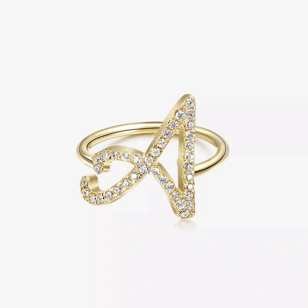 Trendy Gold Initial Ring