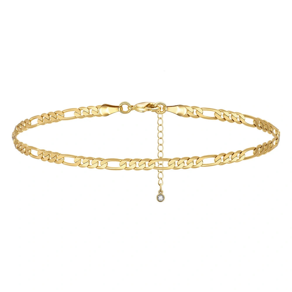 Stylish Snake Chain Ankle Bracelet in 14k Gold