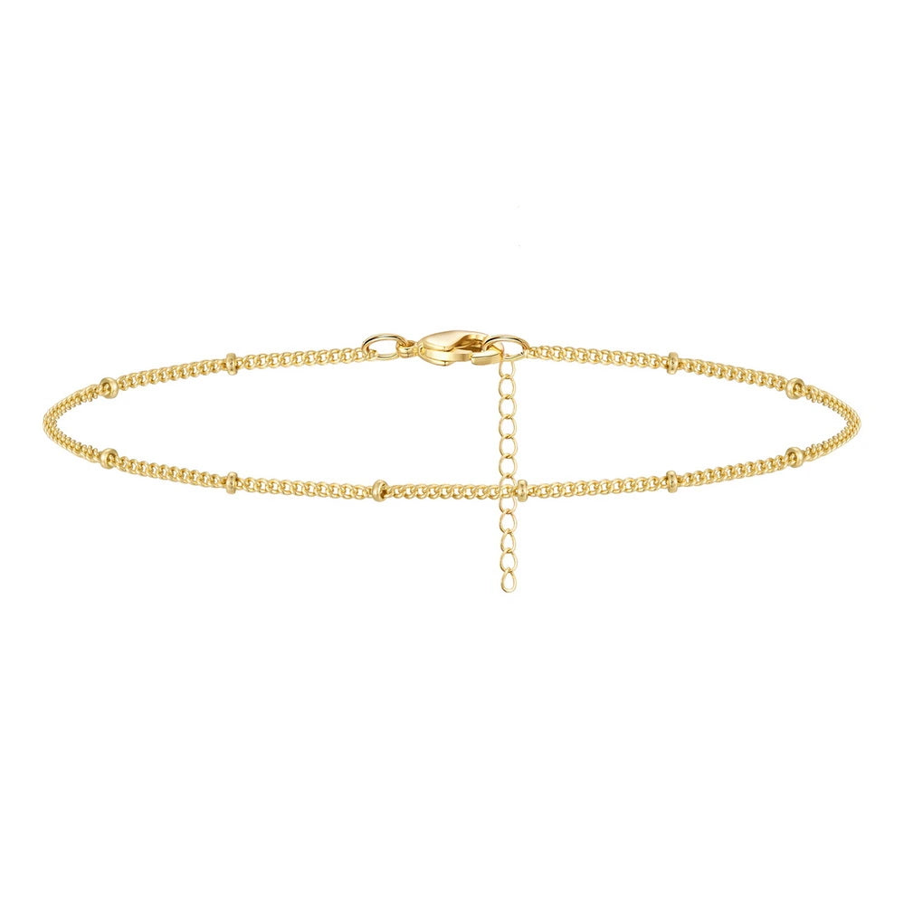 Dainty 14k Gold Satellite Chain Adjustable Ankle Bracelet