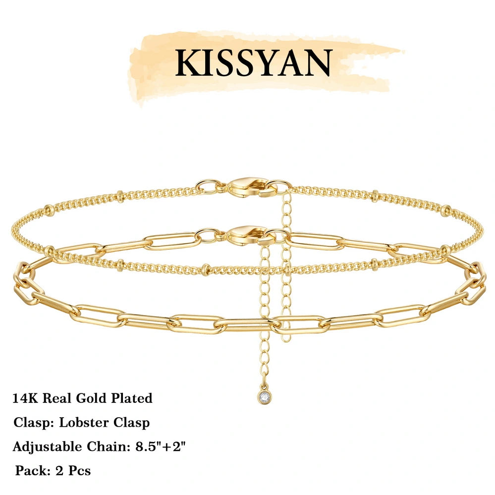 Fashionable 14k gold-plated anklet set for the modern woman