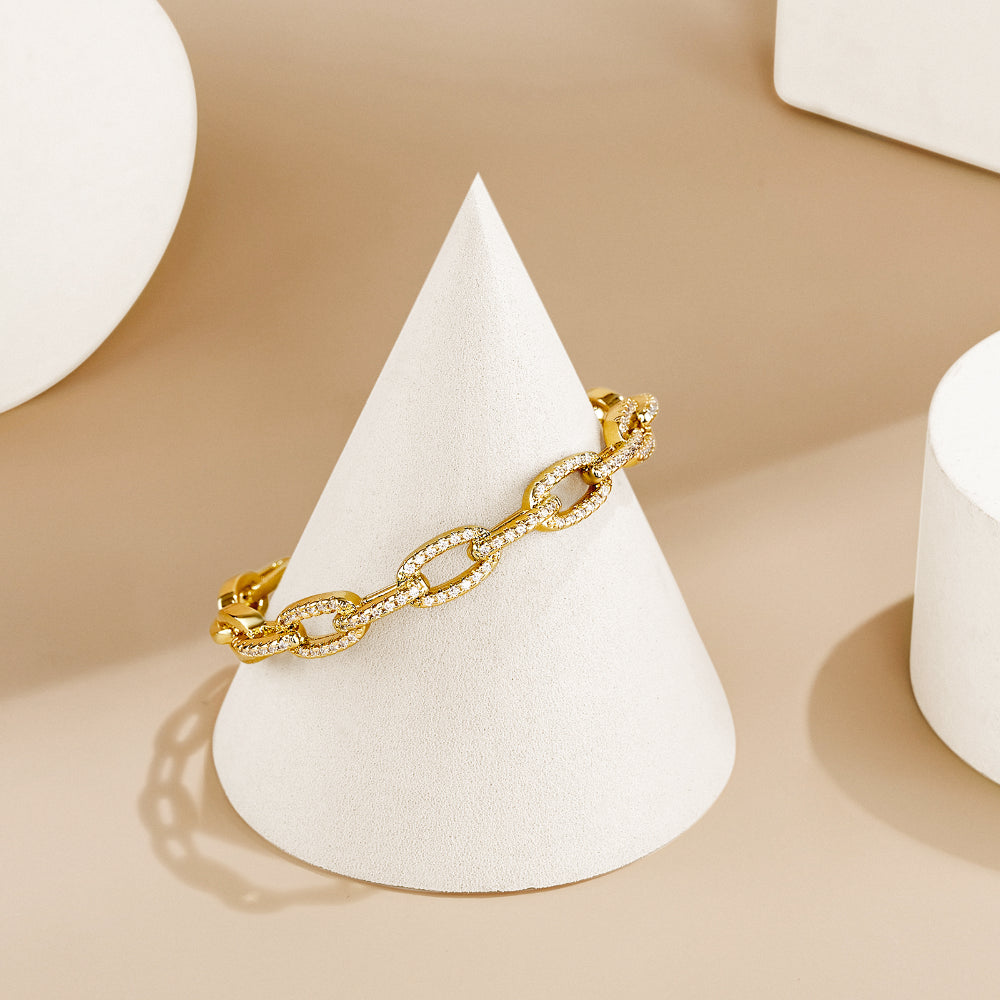 Memorable Gift - 14K Gold Square Bangle Bracelet