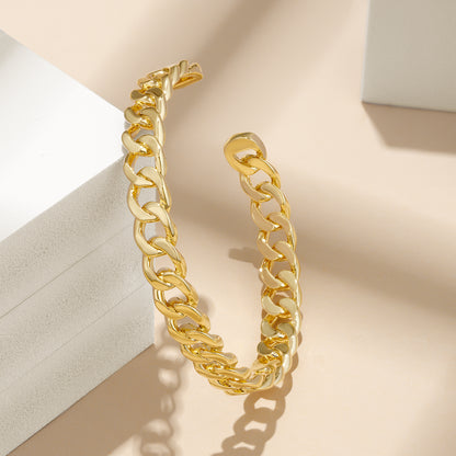 Gift Idea - 14K Gold Cuban Bangle Bracelet