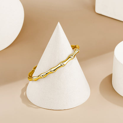 14K Gold Bamboo Cuff Bangle Bracelet, perfect for gifting